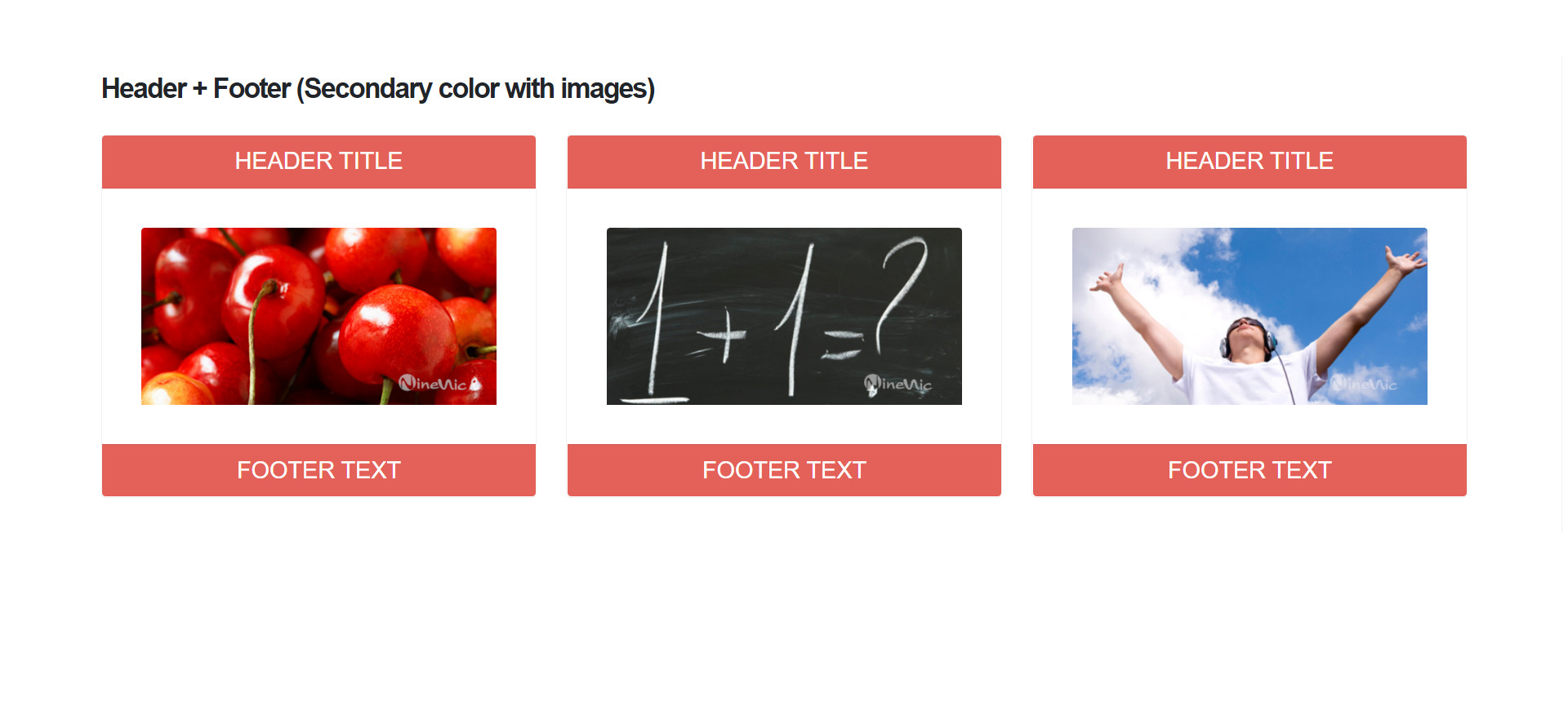 Shortcodes cards - header footer color secondary and image แนะนำ เว็บไซต์สำเร็จรูป NineNIC